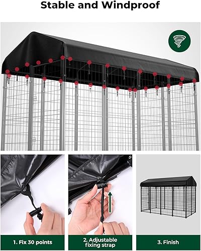 Miniatura 5 de PawGiant Reemplazo de la cubierta de la perrera para perros al aire libre, cubierta impermeable 420D resistente a los rayos UV para recinto grande