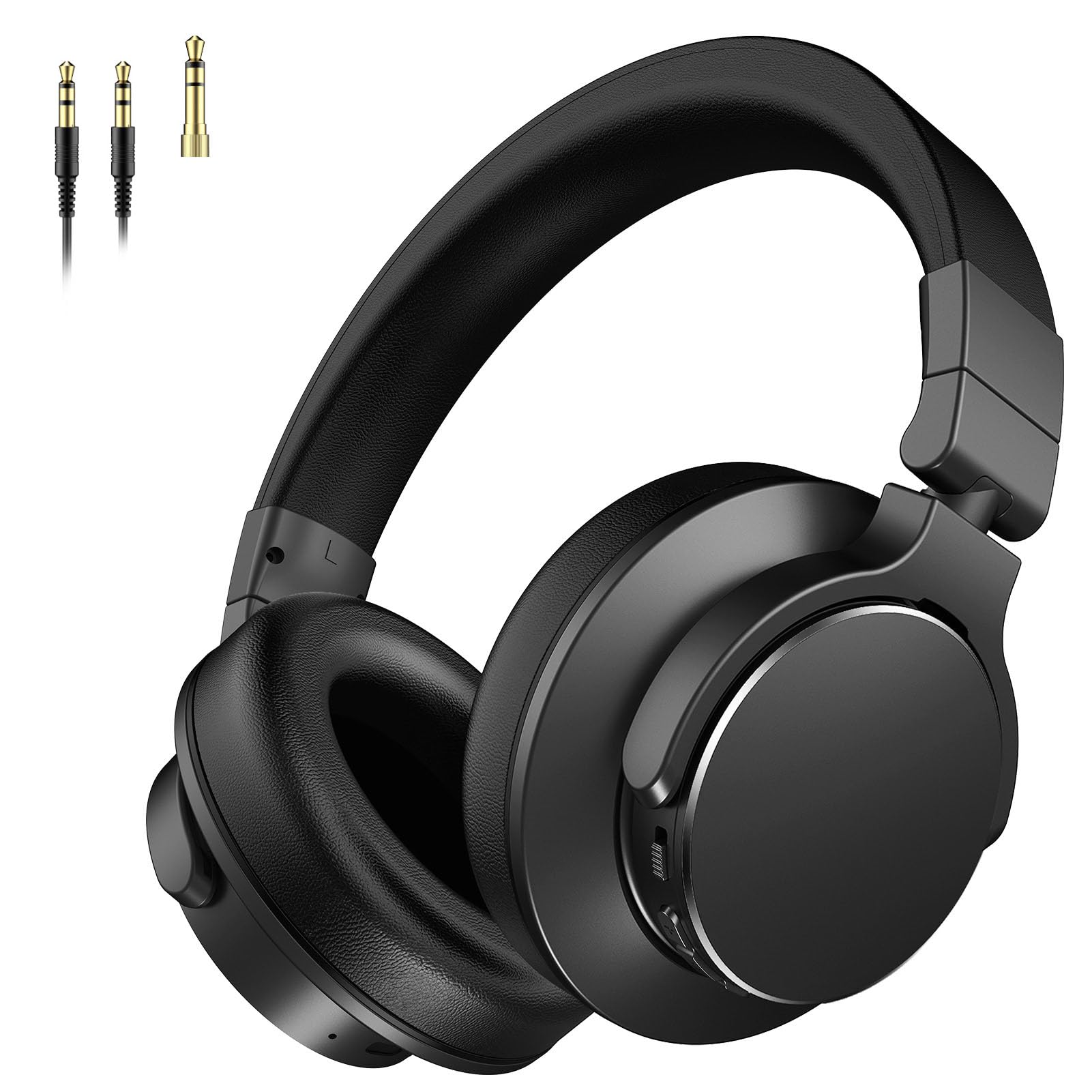 Over Ear Bluetooth Headphones, Studio Monitor & Mixing DJ Headphones Wireless with 50mm Drivers and 1/4 to 3.5mm Wired Audio Jack for Guitar AMP Recording Podcast Piano, 100H Playtime, Black
