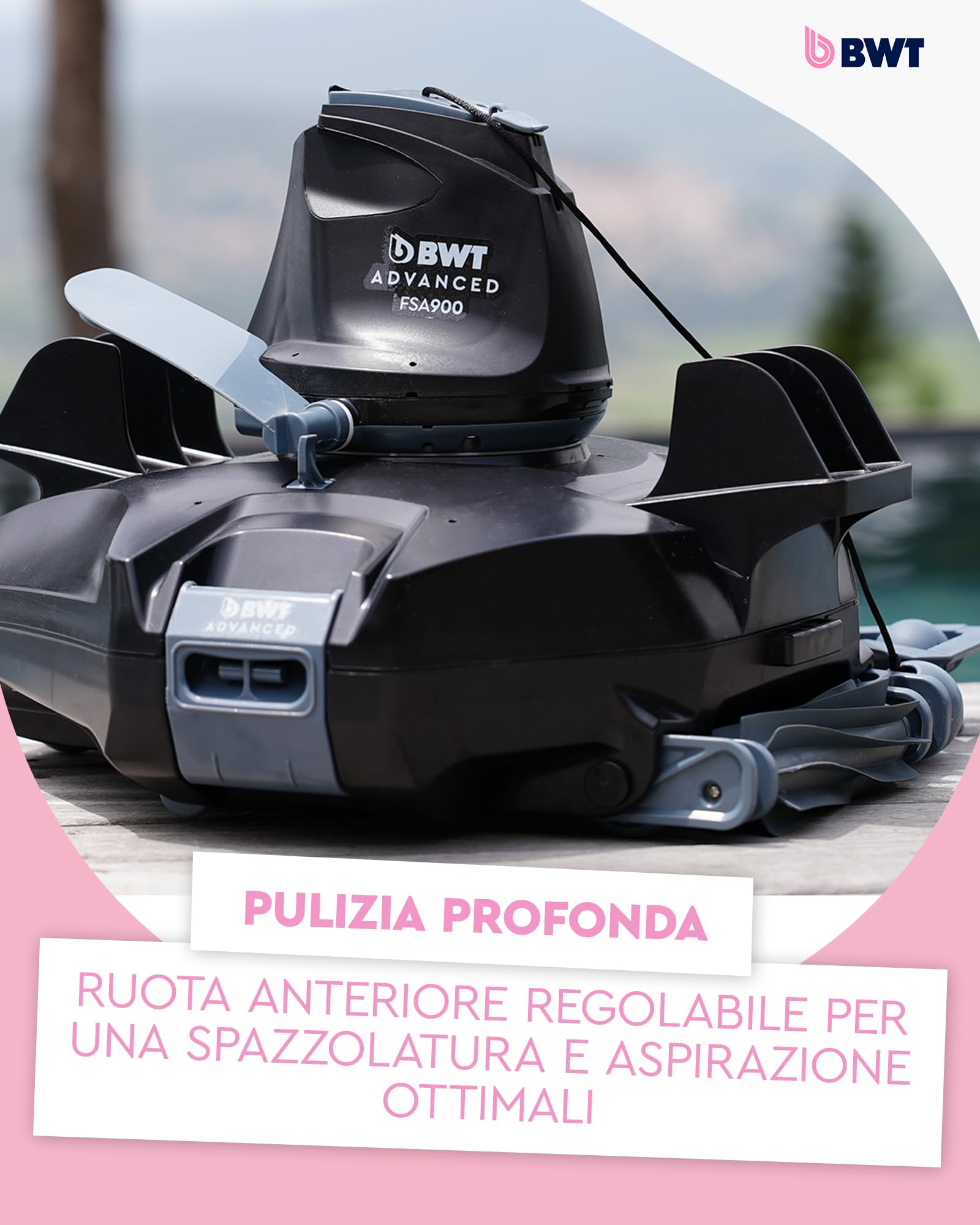 BWT Robot aspirapolvere per Piscina FSA900 Automatico per la Pulizia Senza Fili del Fondo con Il Sistema Stop & Go