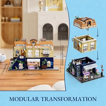 FUNWHOLE Gelato Store and Balcony Theatre Lighting Building Bricks Set