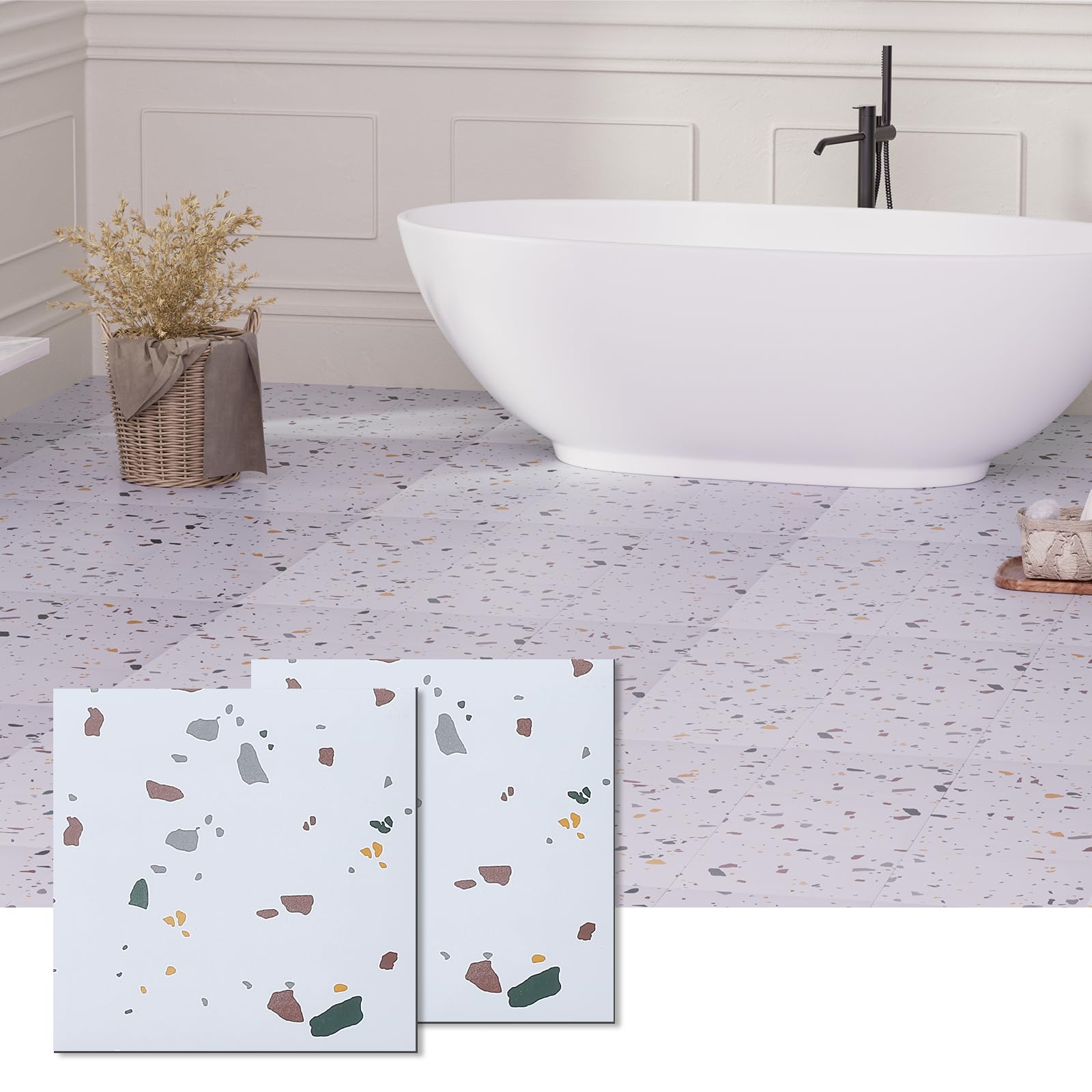 Photo 1 of ACCOR HOME Peel and Stick Floor Tile - 12" x 12" Vinyl, Mosaic