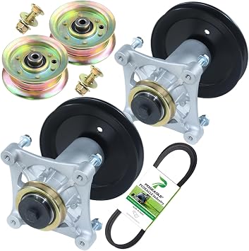 2 Pack 587819701 Spindle Assembly Kit with 532199789 Spindle Pulley 532177968 Idler Pulley 532408381 Belt 1/2x96 inch Replaces 532187281 587820301 587253301 532187292 532192870 532199791