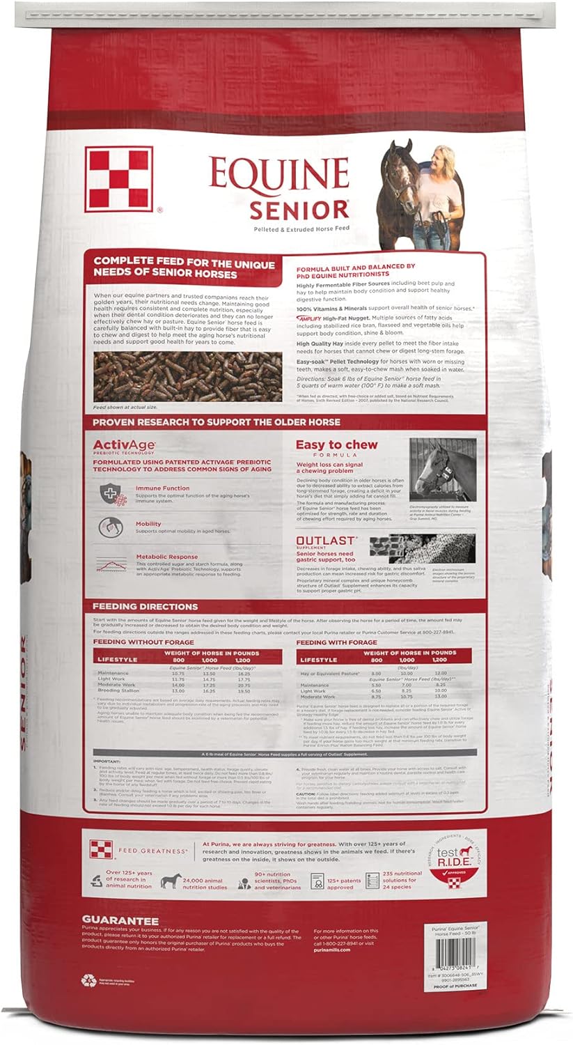 Purina | Equine Senior Horse Feed | 50 Pound (50 LB) Bag