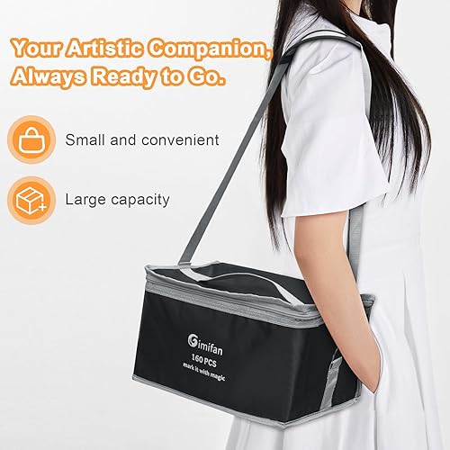 Miniatura 6 de Juego de 160 marcadores artísticos con estuche de transporte y soporte de punta doble punta ancha y fina