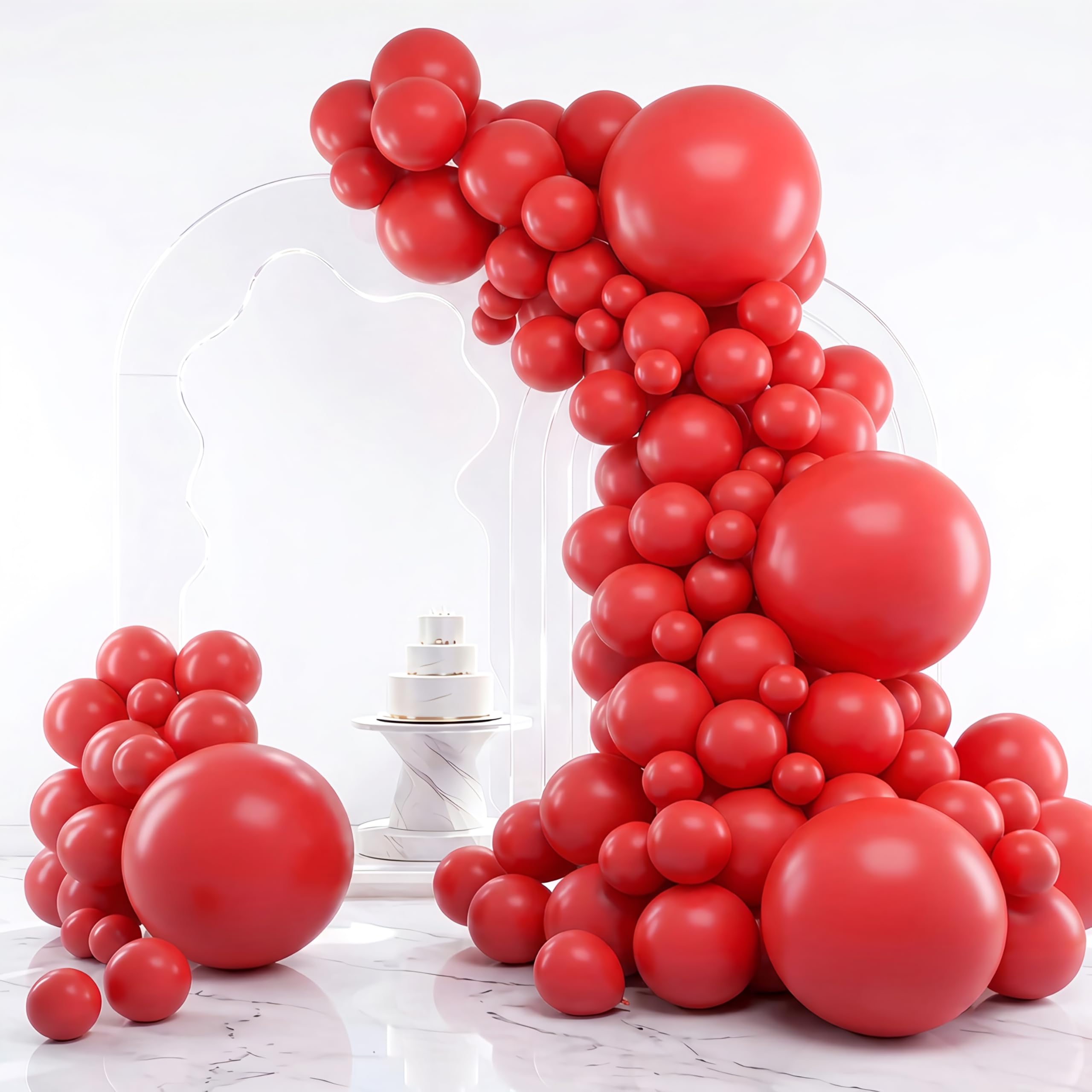 Red Balloons 129pcs Different Sizes 18 12 10 5 Inch for Garland Arch Kit | Pack of 18 12 10 5 Inch Latex Balloons Wedding Anniversary Casino Bachelorette Citizenship Birthday Party Decorations