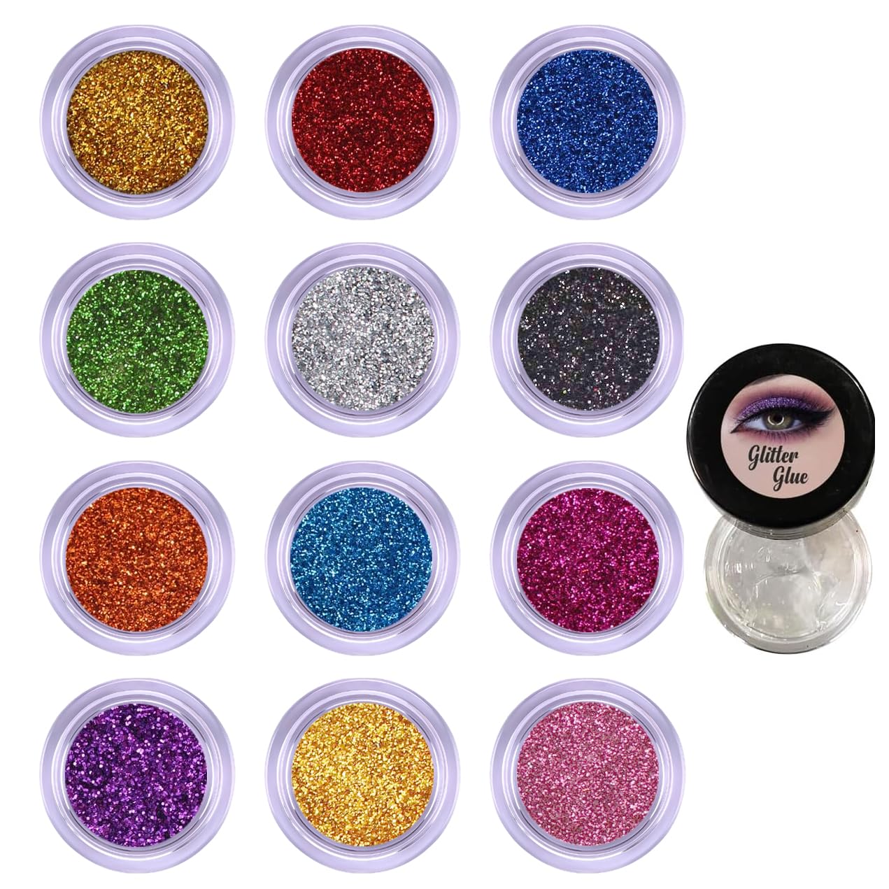 Vizo 12 Colors Eyeshadow Glitter Powder with Glitter Glue | Chunky & Fine Pressed Glitter Eye Shadow Palette | Shimmery Glossy Multicolor Pigment Powder for Makeup, Party, Festival, Girls, Women-image-10