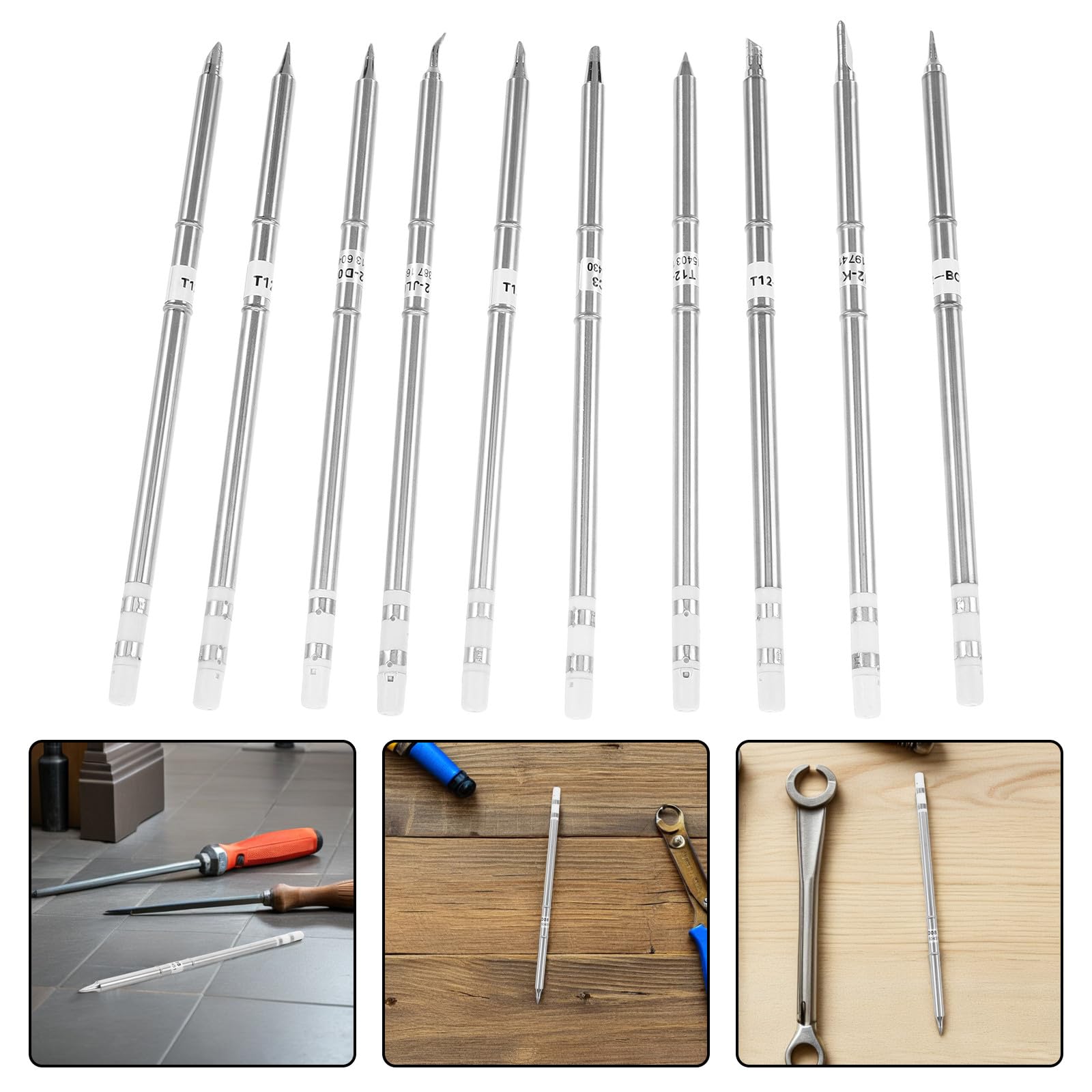 POPETPOP 10 Unidades Puntas de Soldador de Metal Estación de Soldadura para Serie T 951 con Punta Plana y Cónica para Trabajos de Soldadura en Pcb
