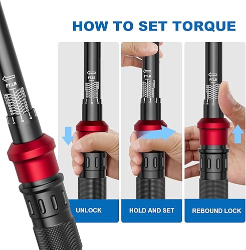 Miniatura 15 de Llave dinamométrica de clic de 3/8 pulgadas, 5-45 pies-libra/6.8-61 Nm, llave dinamométrica ajustable de doble dirección de 72 dientes