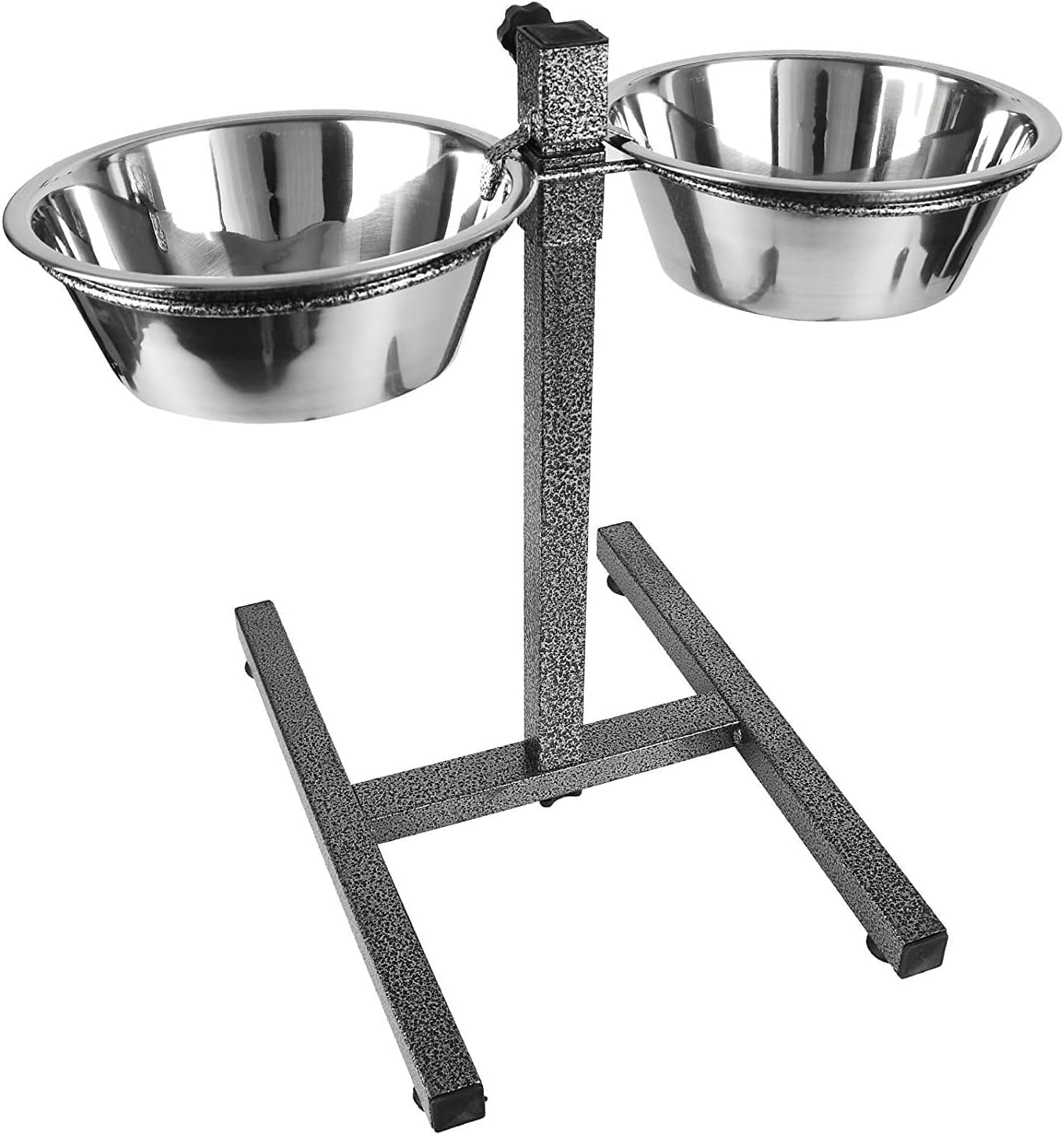 Pet Cat & Dog Feeding Station Stand Nonslip, Adjustable Height Double Feeder Stainless Steel Water Bowls Pet Elevated Food Bowl Holder Set (Jumbo)