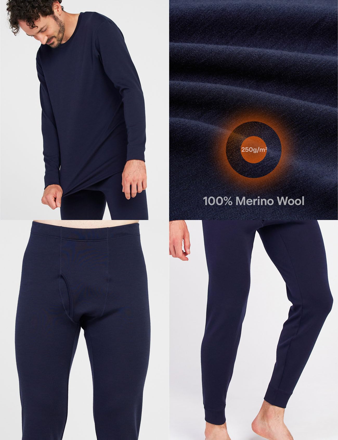 LAPASA 100% Lana Merino Completo Termico Uomo Peso Outdoor Hiking M31/M126 - Abbigliamento Intimo Caldo Pantaloni e Canotta Intimo Trekking Alpinismo Outdoor Calcio Running