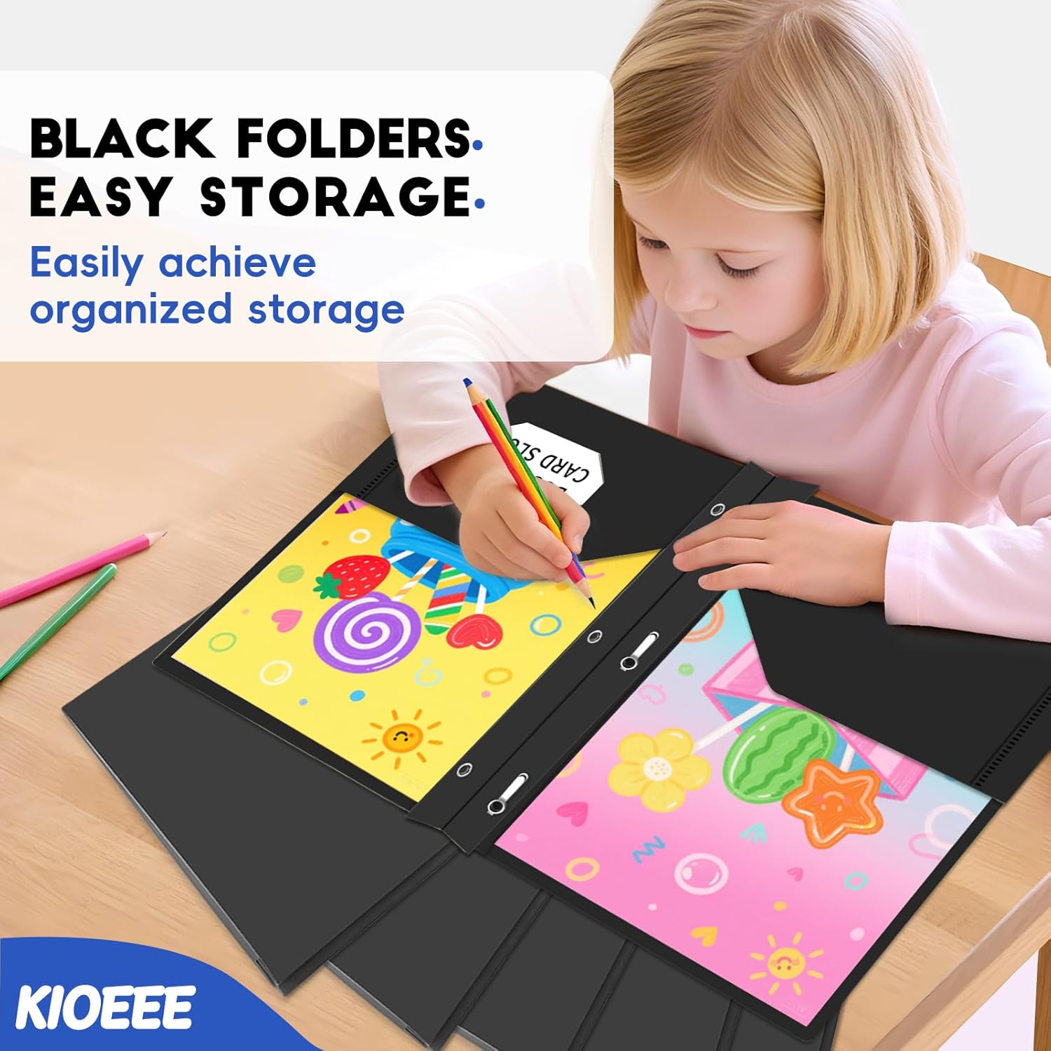 48Pcs Plastic Folders with Pockets and Prongs (Black),Fit Letter Size Paper,Business Card Slot,2-Pocket Folder for School Office or Home,Durable Acid-Free Poly,Back to School Supplies Bulk