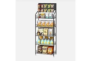 Lesolar Heavy Duty 5 Tier Wire Storage Rack Organizer with Wheels, Retail Snack Display Stand
