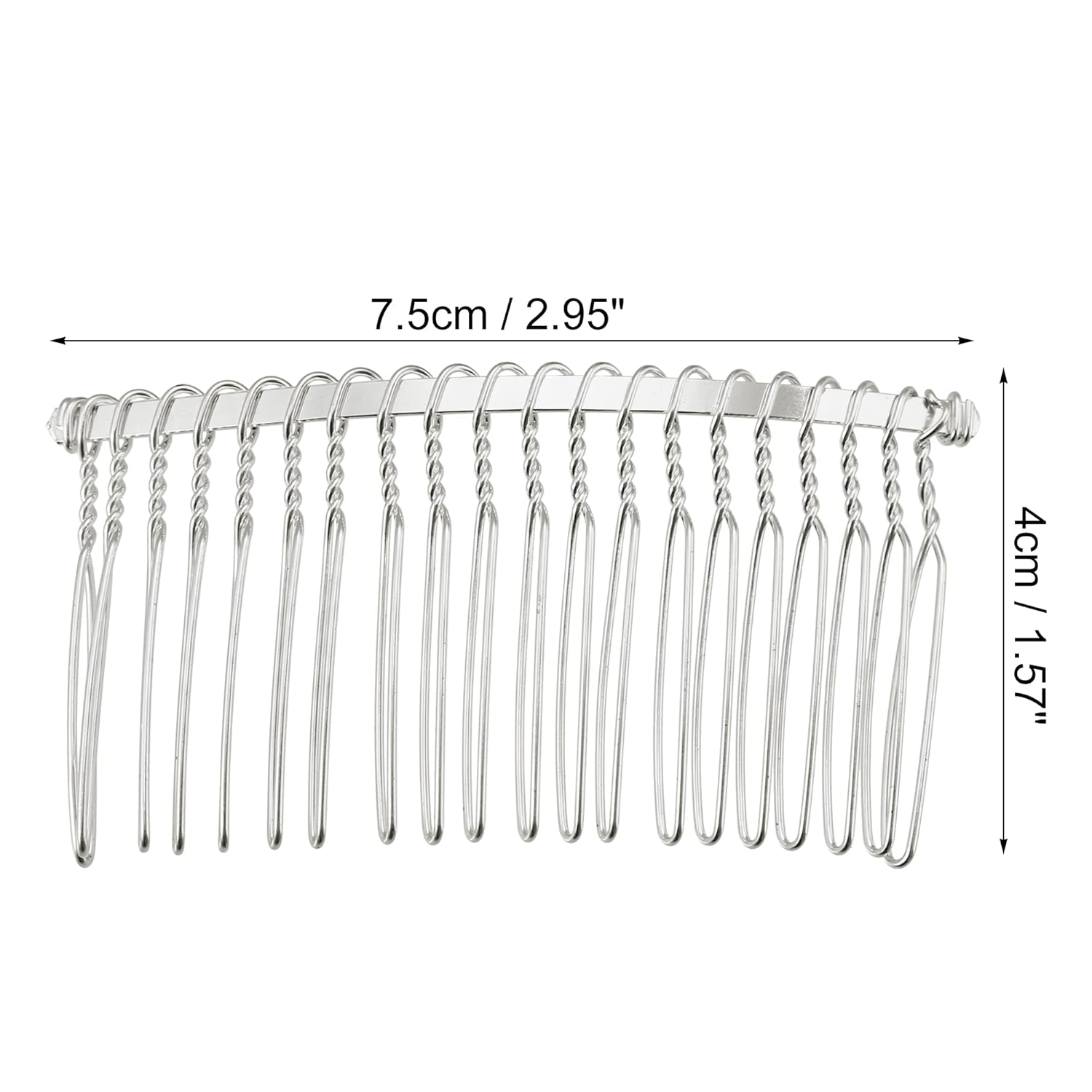 VOCOSTE 2 Pcs No Slip Hair Side Combs Accessories, Metal, Silver Tone, 3" - Image 2