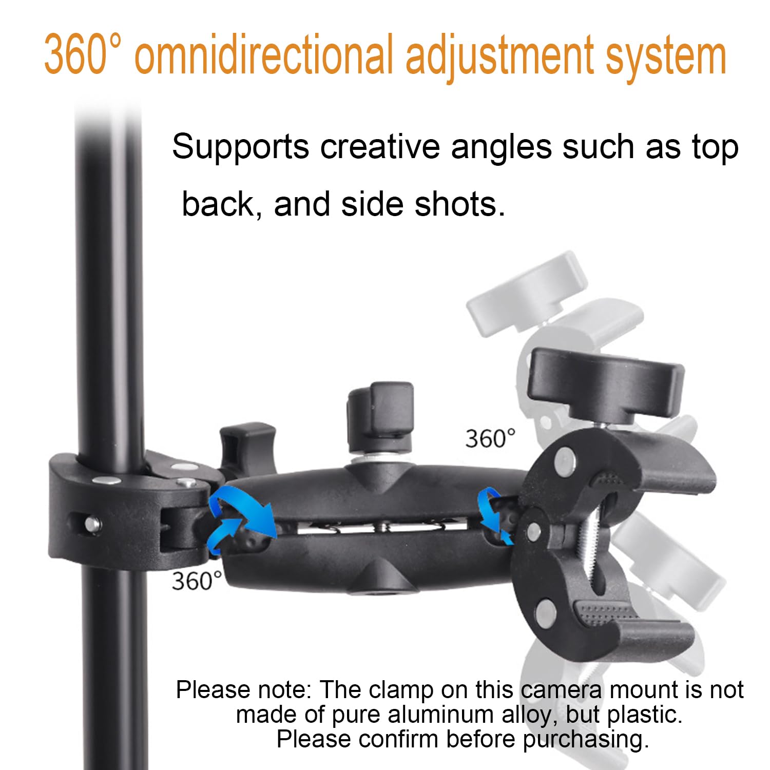 Accessori Per Insta 360 x4,Per Insta 360 x3 Kit Moto,Supporto Per Videocamera,Rotazione Di 360 Gradi,Doppio Morsetto,Alluminio,Doppia Stabilità,Per Insta360 x5,x4,x3,x2,Per One Rs,Per Ace,Ace Pro