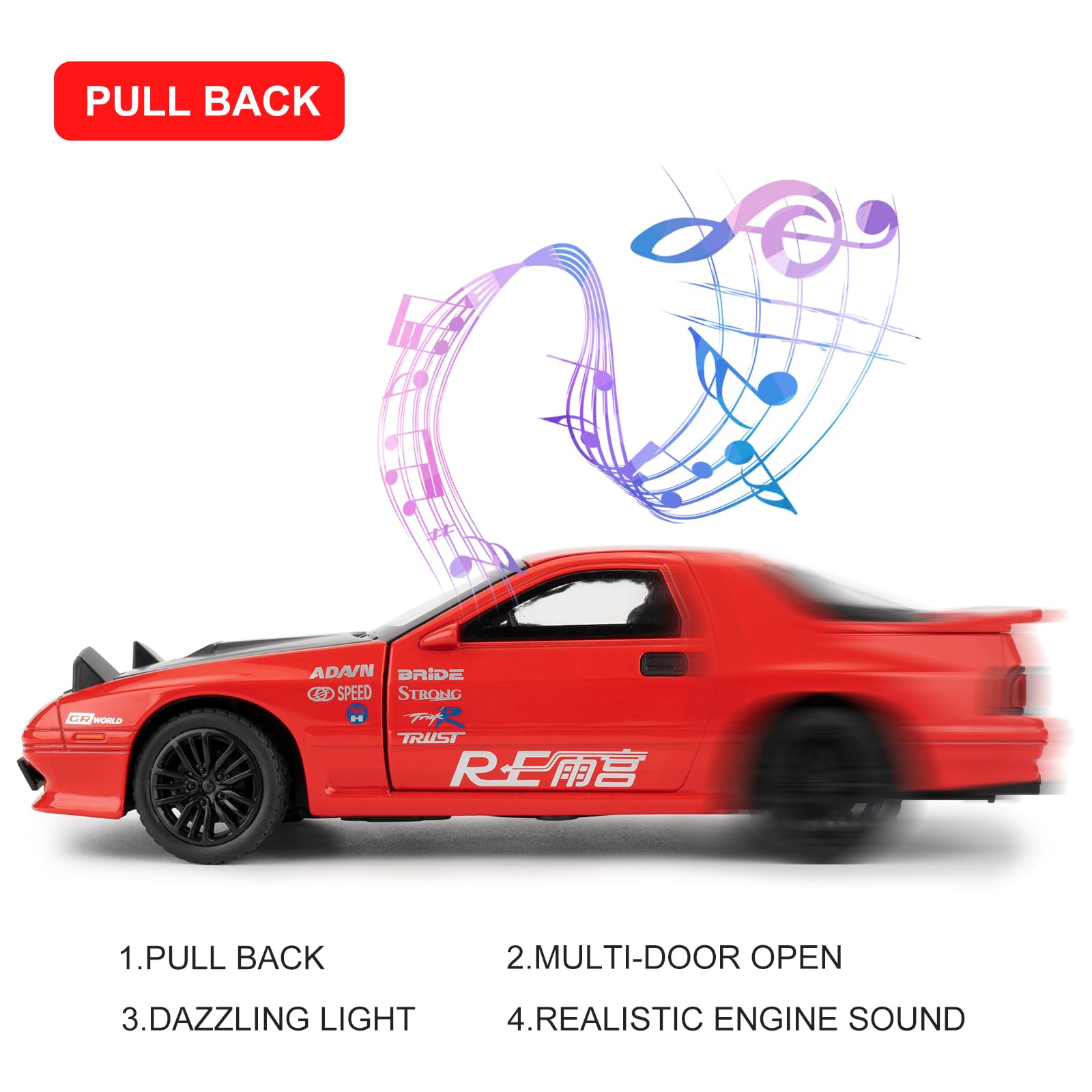 imtfzct 1/32 Mazda RX7 Model Car, Alloy Die-casting Toy Cars, Collectible Toy Model Cars - Image 4
