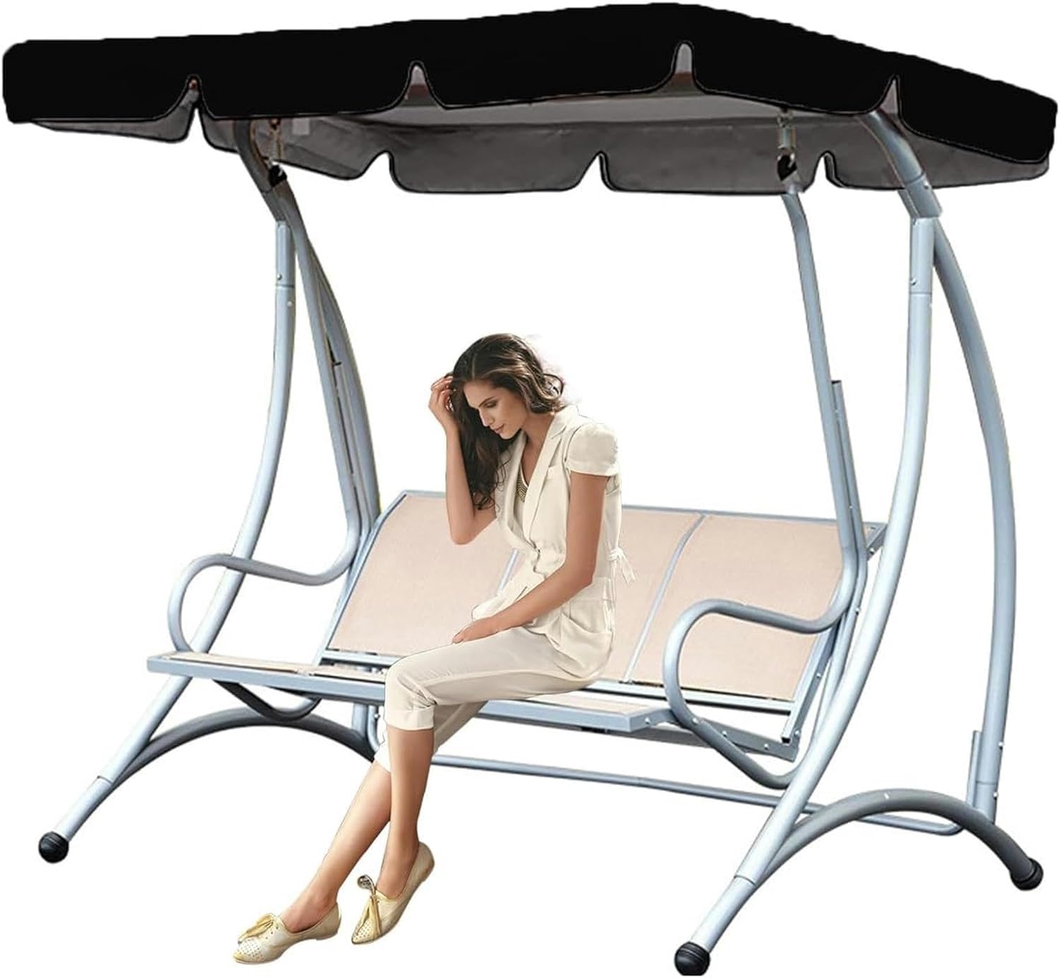 Porch Swing Canopy Replacement Patio Swing Cover,UV Weather Waterproof for Outdoor Garden Patio Yard Park Porch Seat Furniture(Canopy Only)