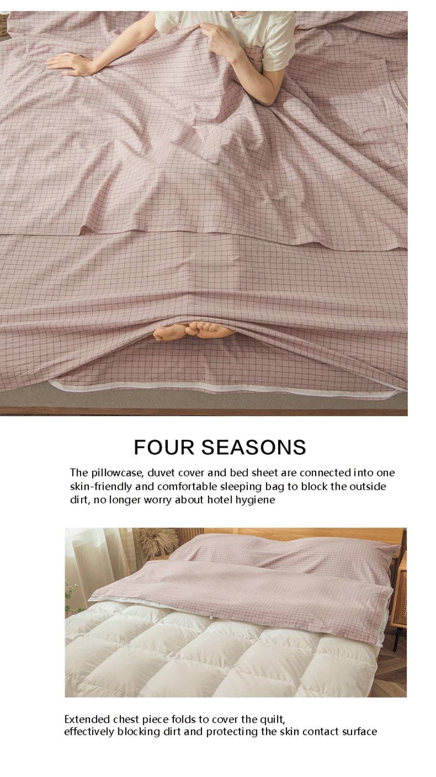 RUZGAR Drap de Sac de Couchage 100% Coton for Adulte, Sac de Couchage et Draps de Voyage Simple Double, Drap de Sac de Couchage de Camping, Draps de Camping