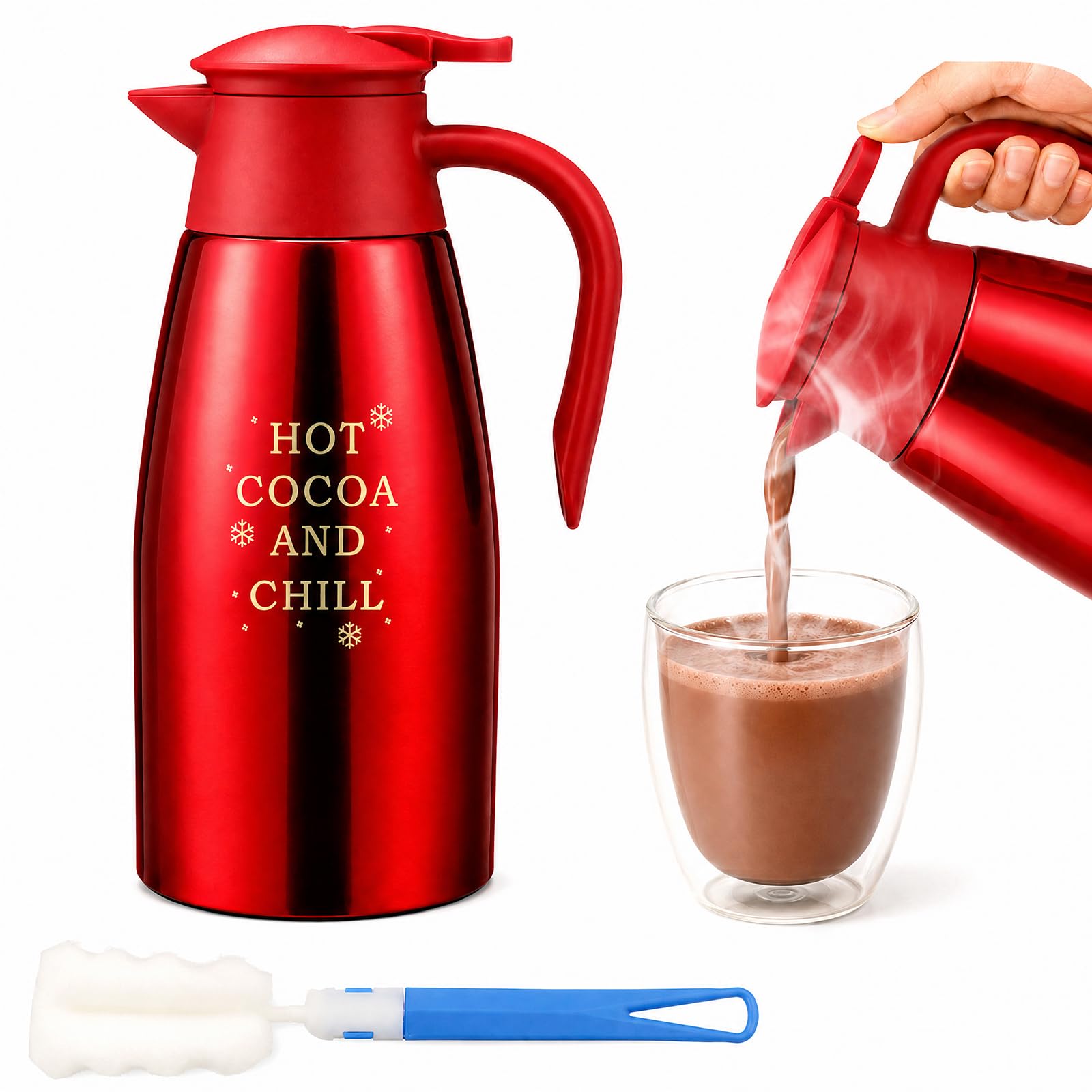 Qinyoung 68 oz Christmas Hot Chocolate Dispenser, Coffee Carafe Thermal