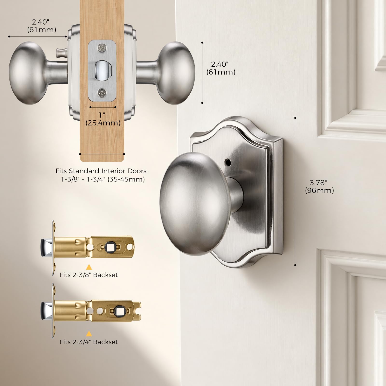 Satin Nickel Door Knob - Privacy & Style -5