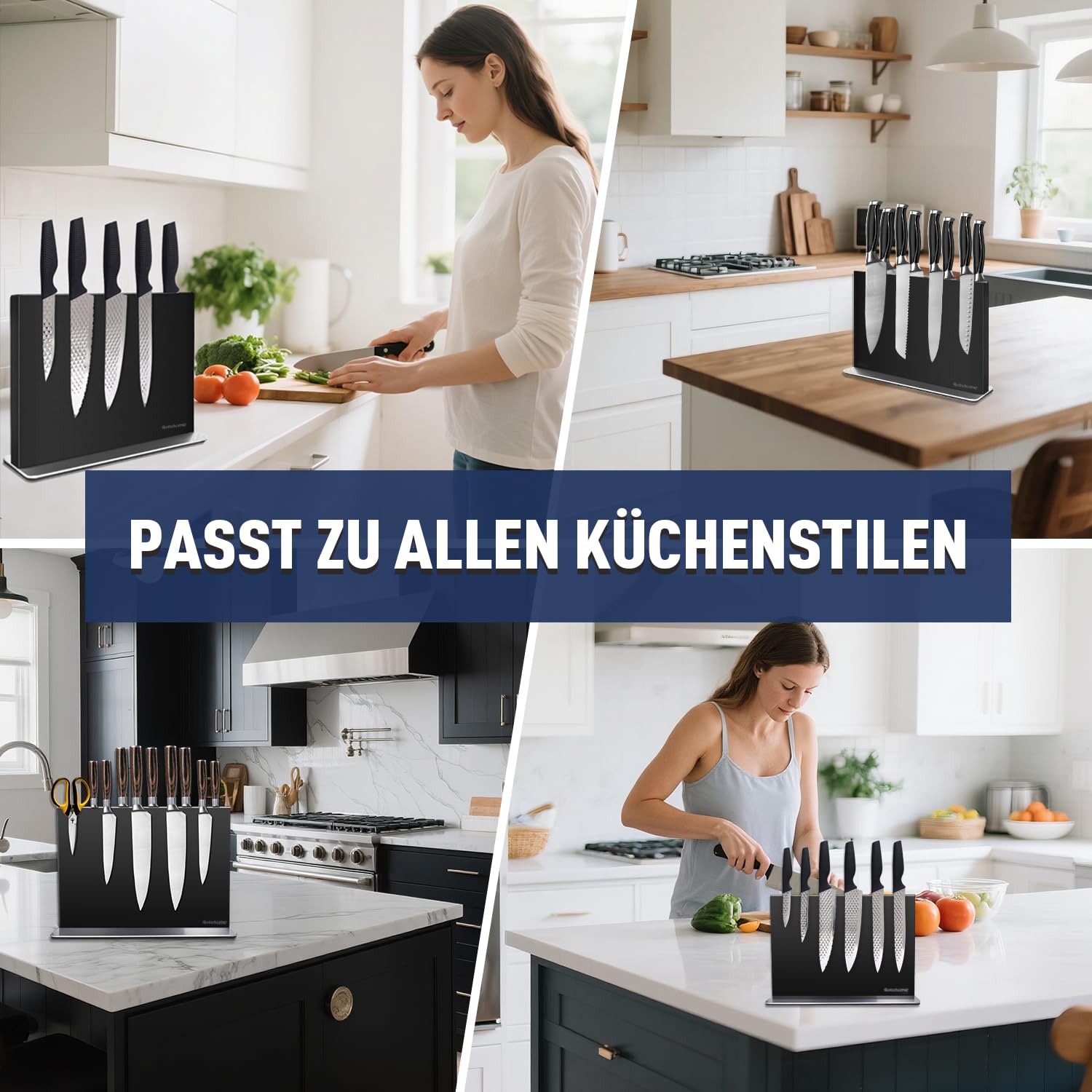 Messerblock magnetischer ohne Messer, 30 cm Schwarz Messerhalter magnetisch aus 304 Edelstahl, beidseitig starker Magnet Knife Holder für eine aufgeräumte Küche