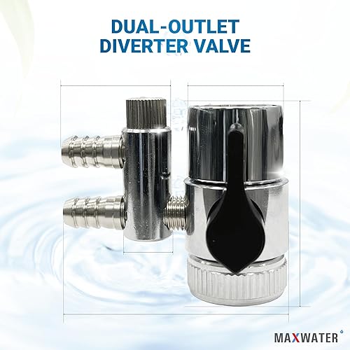 Miniatura 4 de Grifo de cocina de 2 vías Válvula desviadora de ósmosis inversadivisor con púa macho de 14 "para salida de tubo RO de 38 "para filtro de agua de