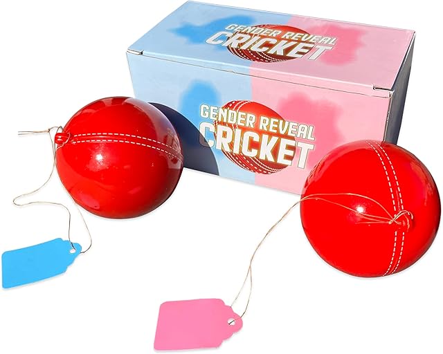 Sass Party & Gifts Gender Reveal Exploding Cricket Ball - Includes Blue and Pink Powder - Perfect Reveal For Cricket Fans