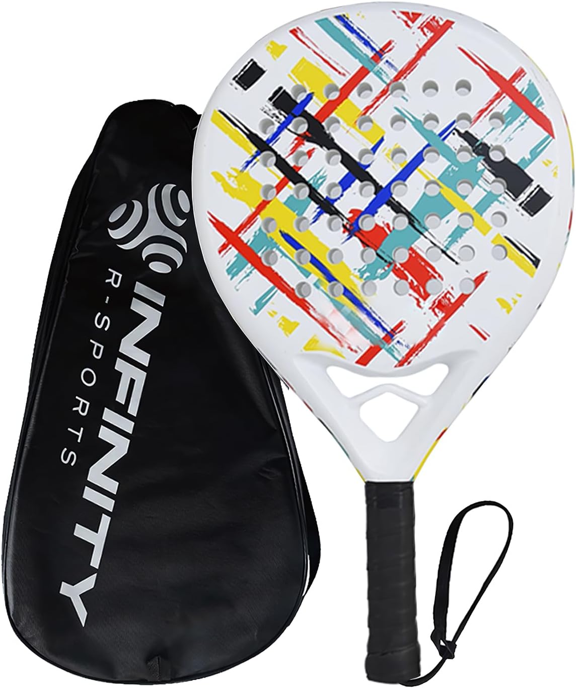 Monirf Carbon Fiber Padel Racket, Drop Shot Padel Racquet, Padel Tennis Racket with Light Eva Core & Memory Flex Foam, Paddle Racquet for Adults Unisex(White)