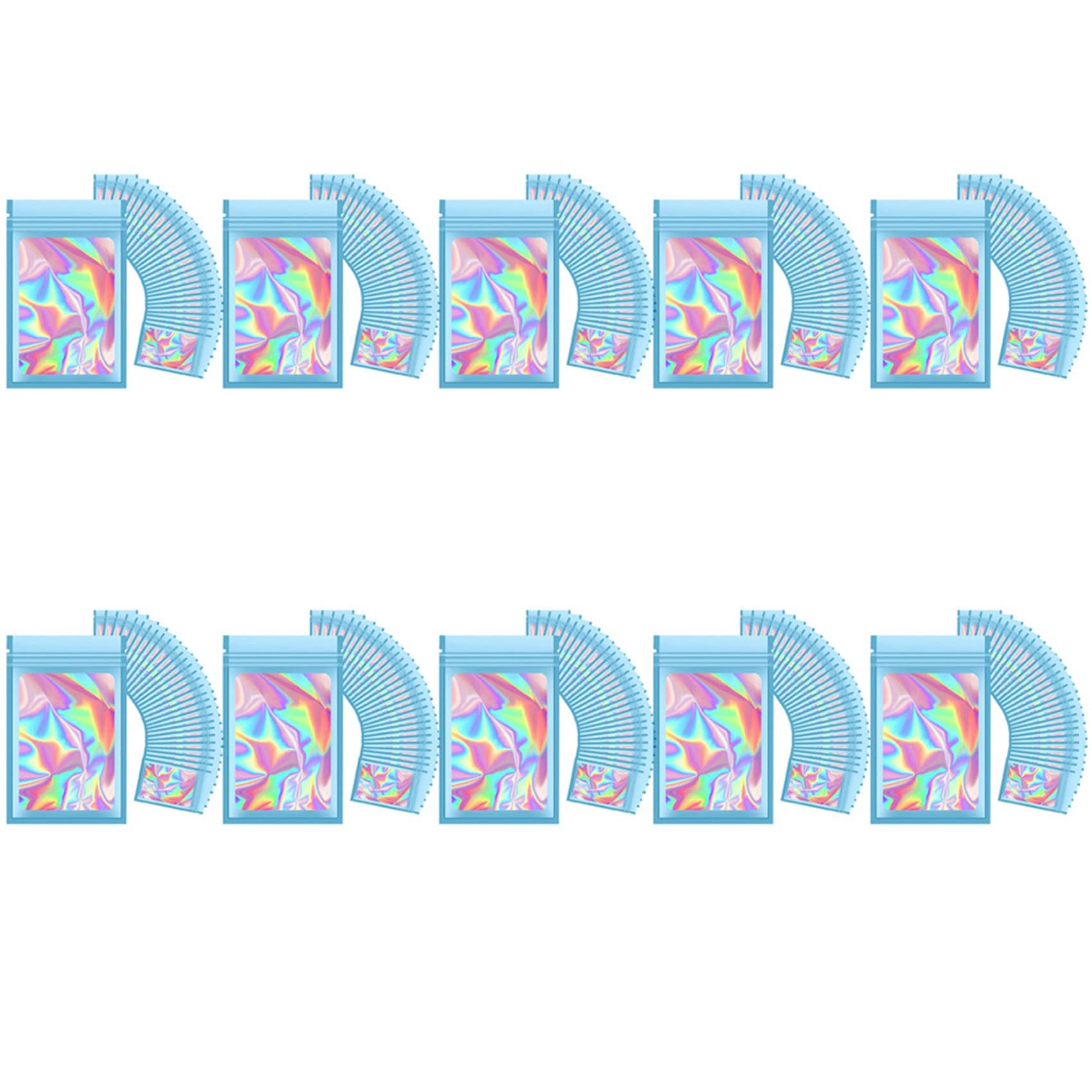 Hndhbfgrt 1000Pcs Resealable Holographic Bags, Smell Proof Pouch with Clear Window for Food Storage Party Favor Business