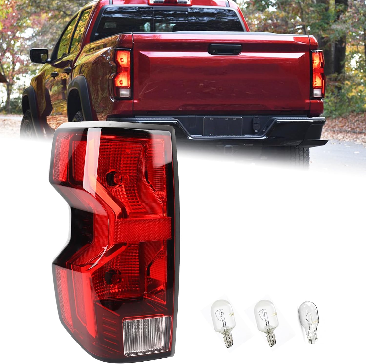 LH Halogen Type Tail Light Assembly Fit for 2023 2024 2025 Chevy Colorado LT/Trail Boss/Work Truck Rear Lamp Incandescent Chevrolet Rear Light Left Driver Side With Bulbs 85651742 GM2800325