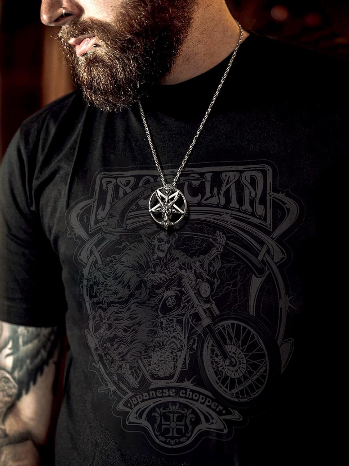 FaithHeart Leviathan Satanic Brimstone Cross Necklace, Gold Plated Stainless Steel Satan Church Jewelry, Alchemical Symbol for Brimstone Pendant Satan Goat Necklaces for Men with Gift Box - Image 9