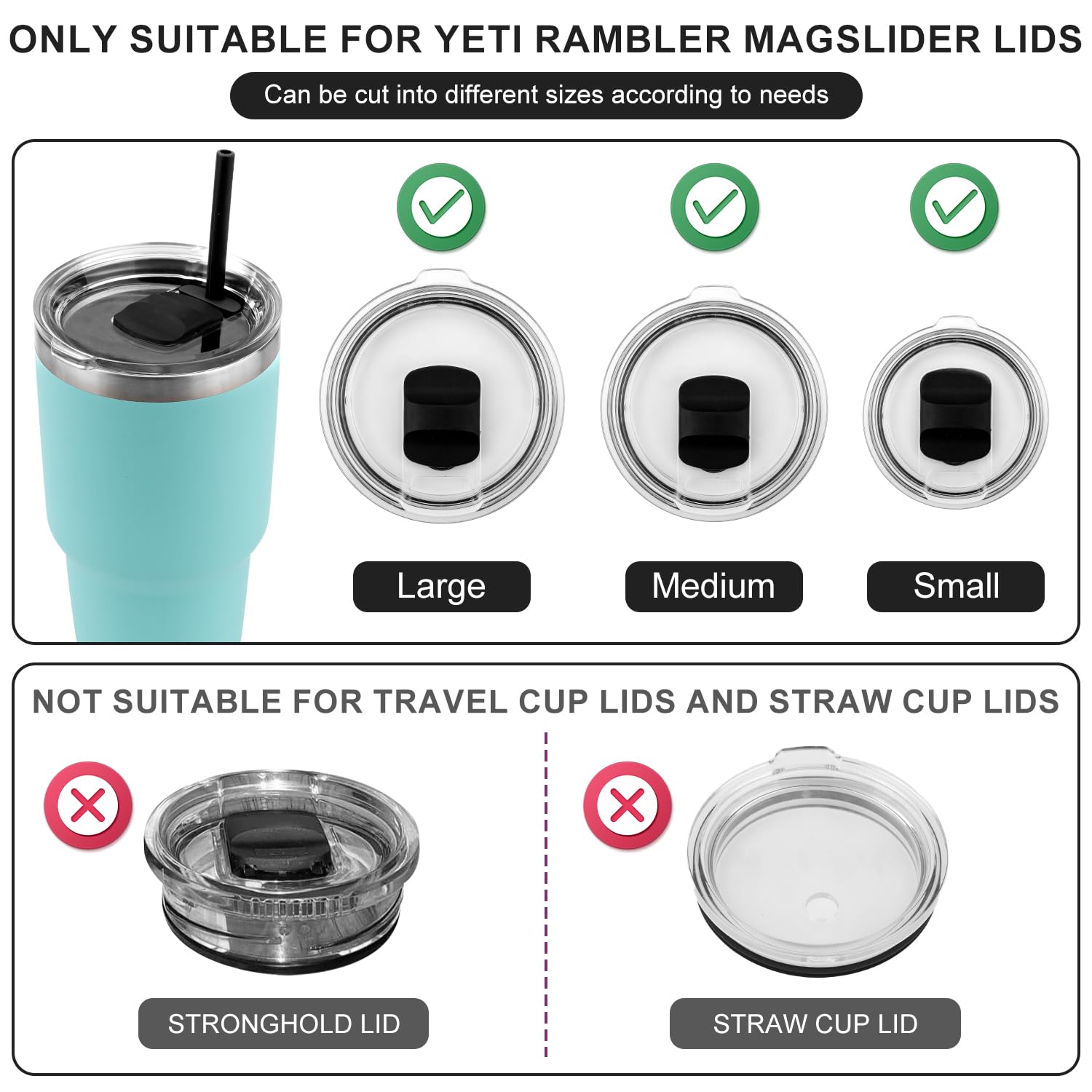 5pcs Silicone Straw for Yeti Rambler 30/20/10oz,Reusable Straws for Yeti Tumbler with Magslider Lid ,Yeti Accessories,Replacement Straws,BPA Free (Black) - Image 4