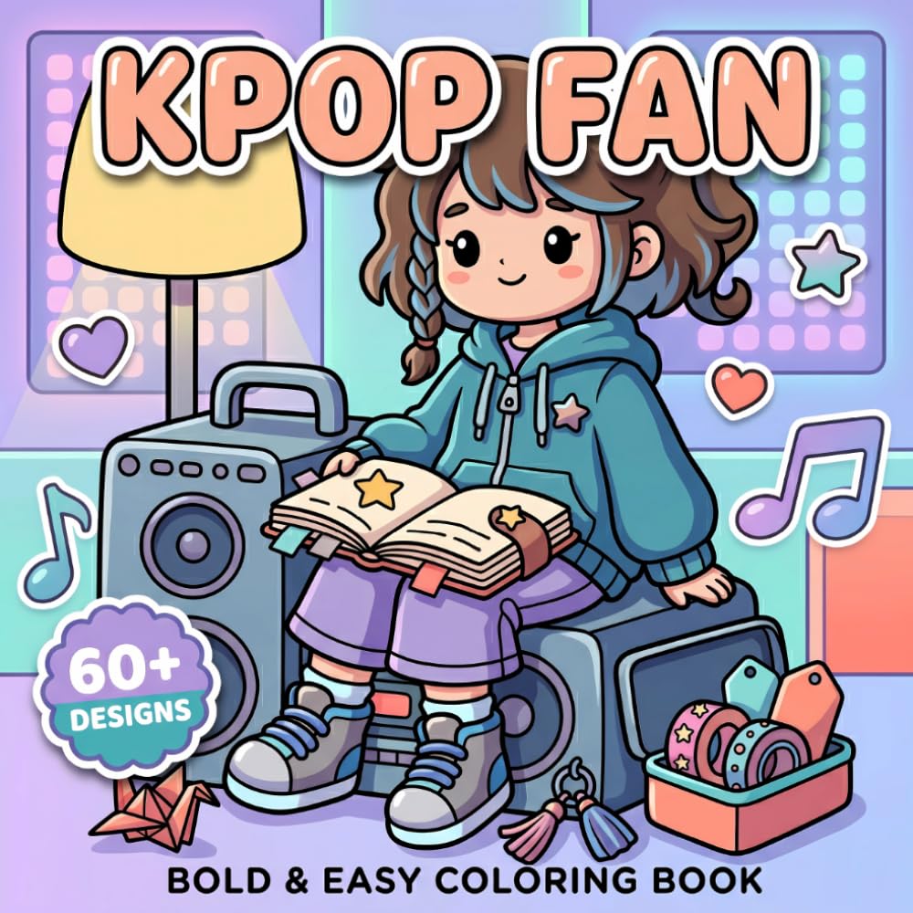 K-Pop Fan Coloring Book: Over 60 Cute And Bold Designs For Girls And Teens Who Enjoy Fashion Aesthetic Vibes And Sweet Accessories