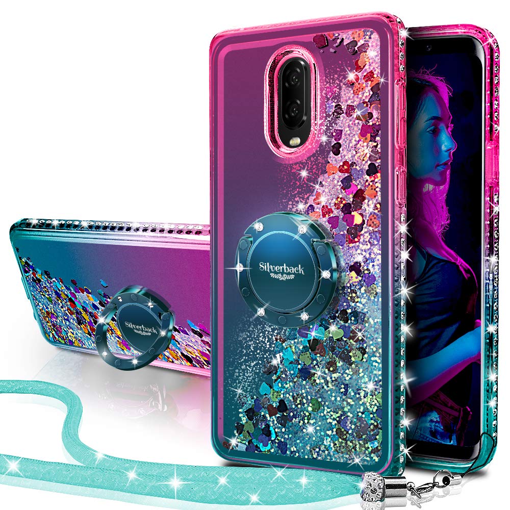 Silverback for OnePlus 6T Case, OnePlus 6T McLaren Case, Moving Liquid Holographic Sparkle Glitter Case with Kickstand, Bling Diamond Protective Case for OnePlus 6T - Green