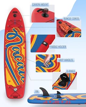 NACATIN 12' Extra Large Inflatable Stand Up Paddle Board with Seat, Wide 36 SUP Board for Adults & Family, with Single/Double Paddle, Kayak Seat, Pump, Stable Wide Platform for Beginners, Lake,River