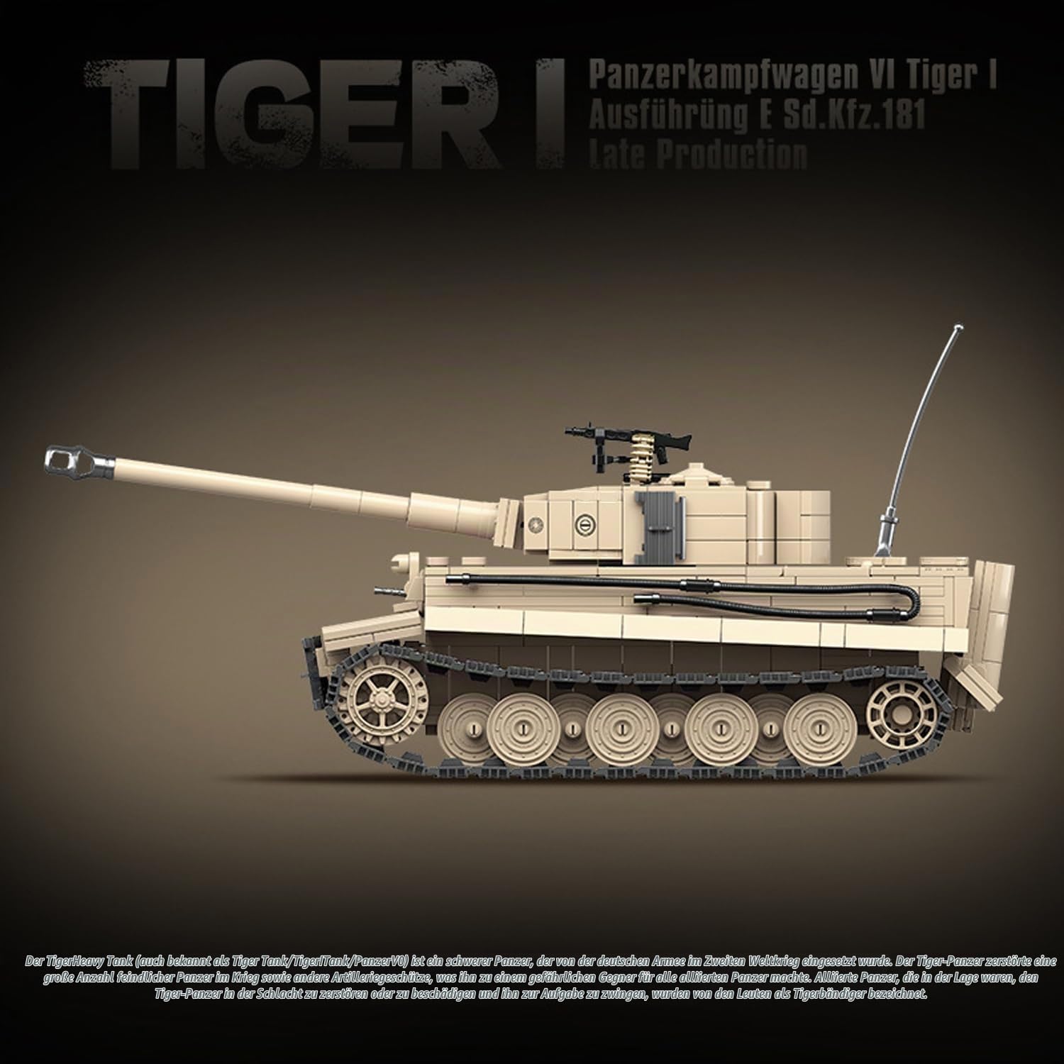 Minxtech Technik Military Panzer Bausteine, 1361 Teile Militär Deutscher Panzer Konstruktionsspielzeug, WW2 Armee Klemmbausteine Tank Modellbausatz, Geschenk für Teenager und Erwachsene Technical