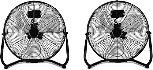 Ventiladores de piso industriales de metal de alta velocidad de 18 pulgadas 3 velocidades silenciosos color negro paquete de 2