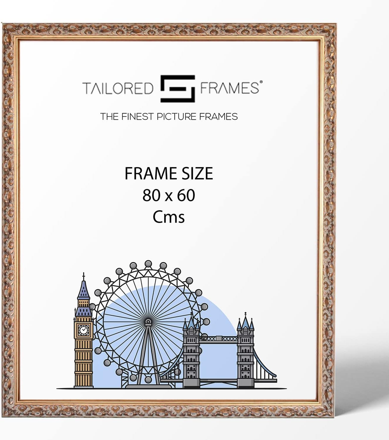 Vienna Gold 80 x 60 cm | Rustic Style Vintage Single Picture Frame | Wall Hanging Type | Photo Frame Without Mount