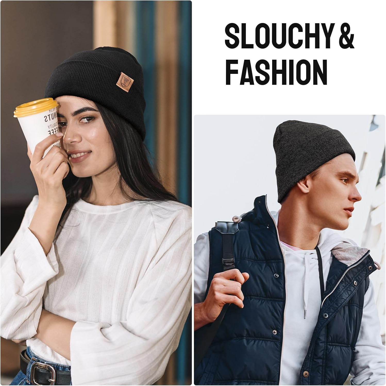 OZERO Knit Beanie Hats Men: Slouchy Cuffed Winter Hats for Women - Warm Skull Caps Cold Ski, Snow, Hunting Beanies - Image 6