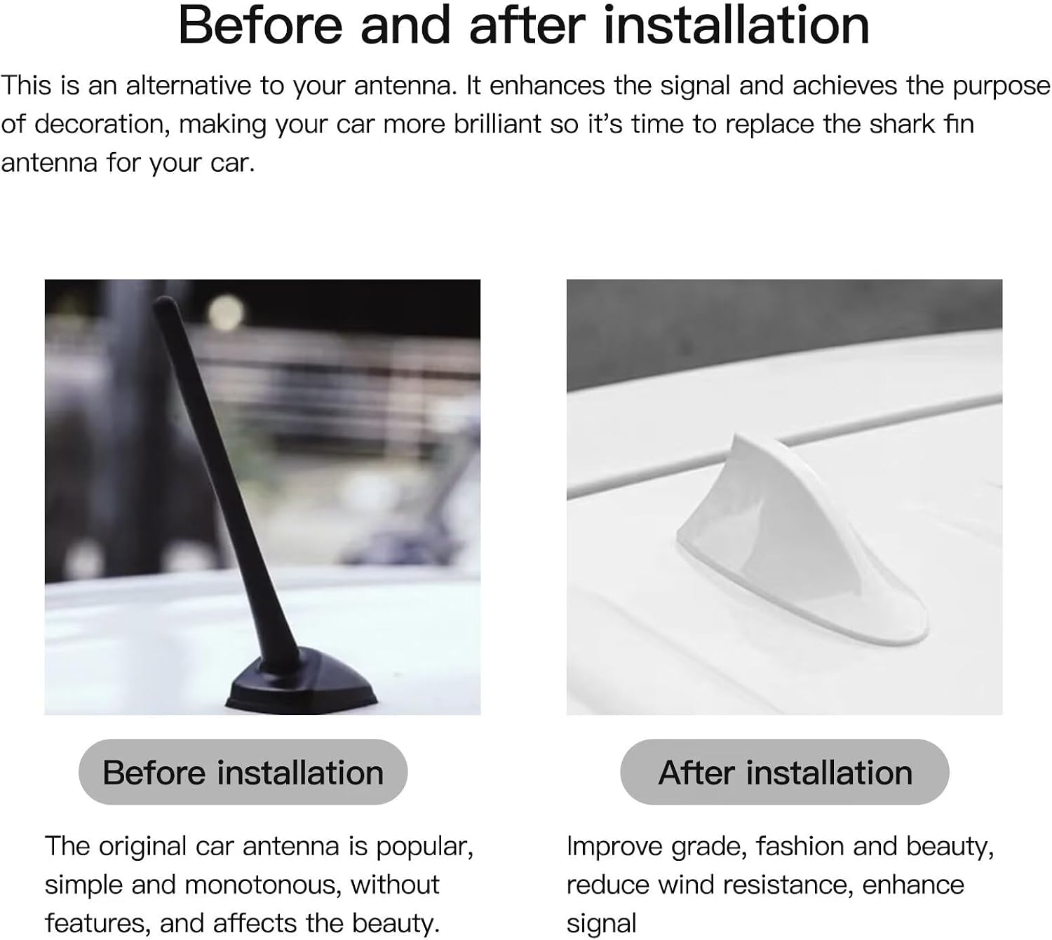 Shark Fin Roof Car Antenna White Radio FM/AM Antena Cover for 2015-2019 Hyundai Sonata-Elantra image 5