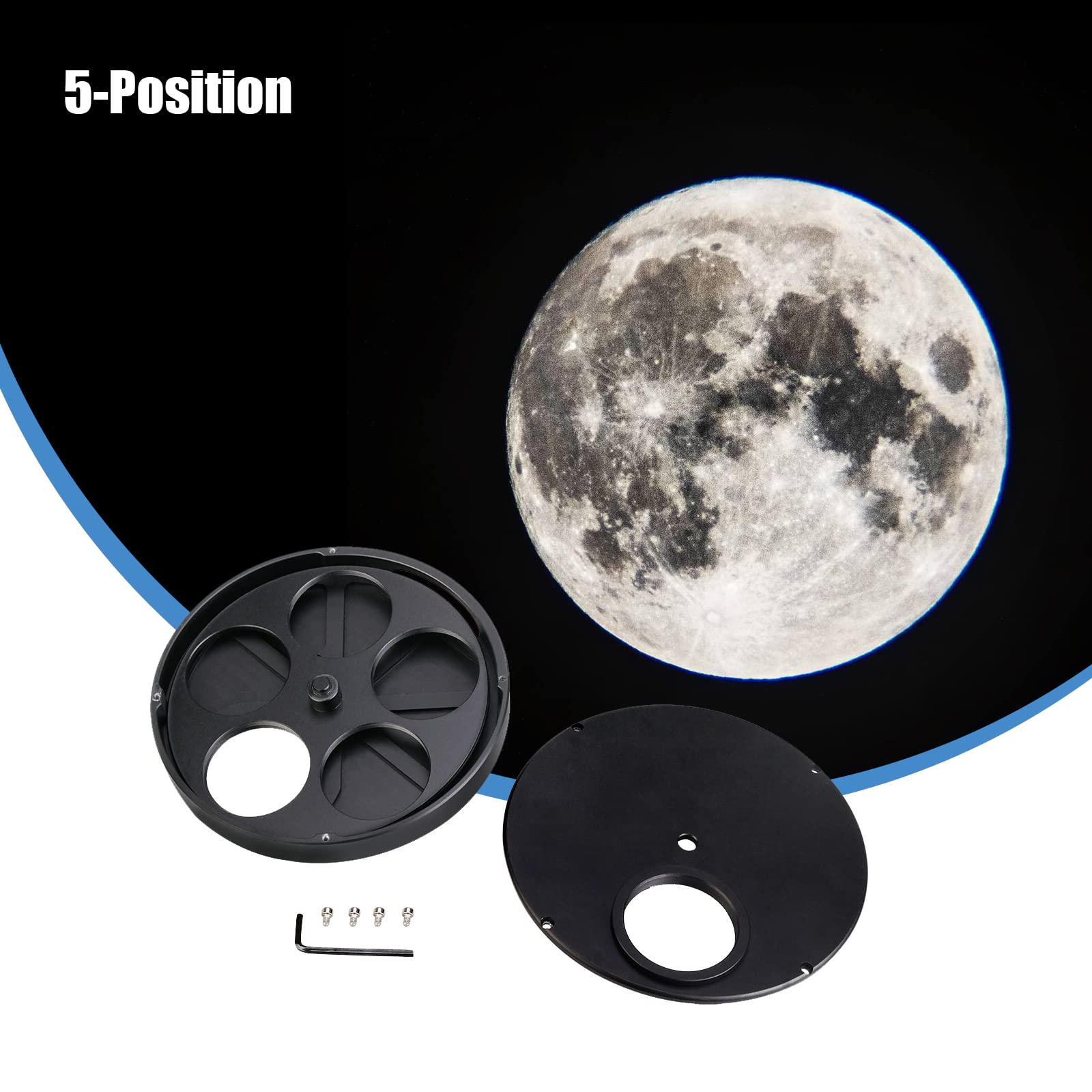 SVBONY SV133 - Ruota filtrante multipla a 5 posizioni per telescopio con adattatore oculare da 2" e anello di bloccaggio
