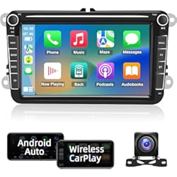 Pantalla Audi A3 Sportback Podofo Android 13 Radio Coche para VW Golf 5 Polo Skoda con Apple Carplay Inalámbrico, 8 Pulgadas Pantalla Táctil 2 DIN GPS Autoradio Bluetooth con HiFi/Android Auto/WiFi+Cámara Visión Trasera