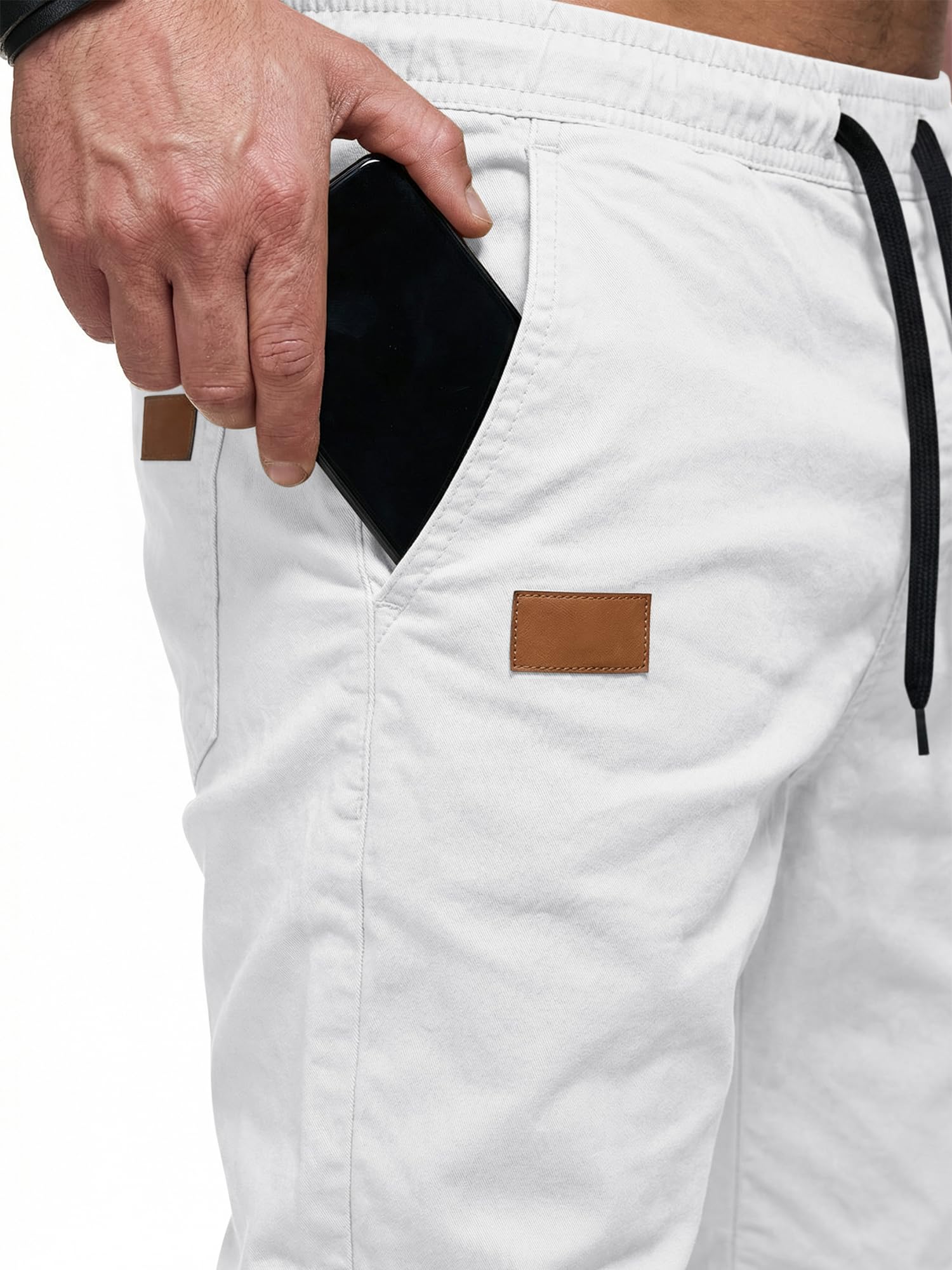 JMIERR Pantalones de Trabajo Hombre Casuales Deporte Elásticos Joggers Largos Pants con Bolsillos Algodón Slim Fit Cargo con cinturón con cordón