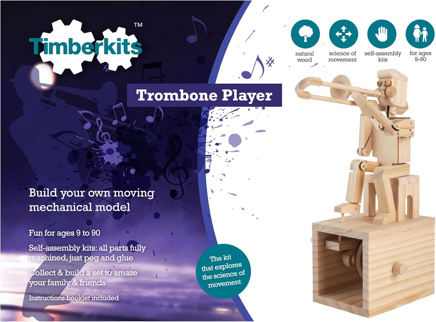 TIMBERKITS Trombone Player Automata Mechanical Wooden PuzzleModel
