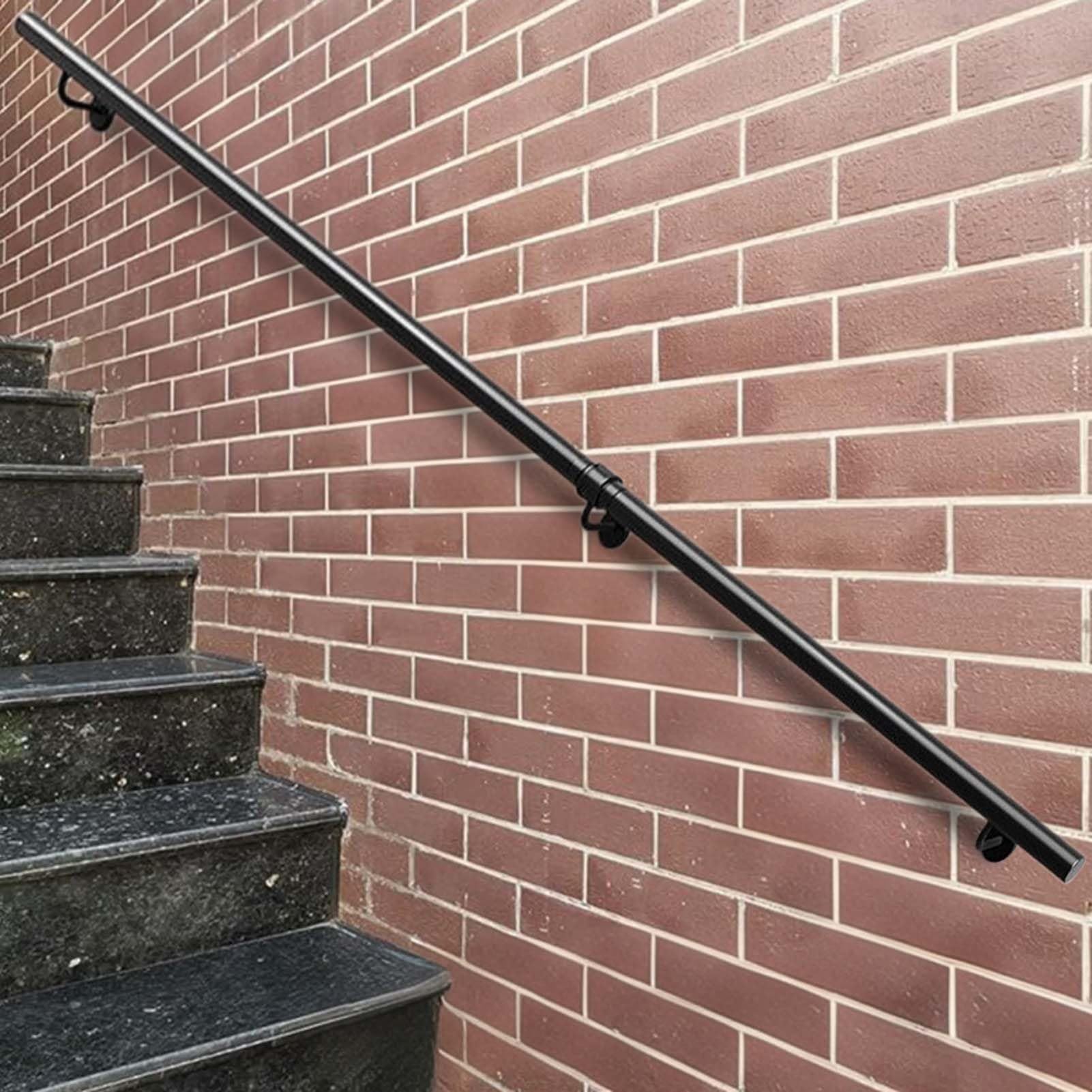 FKXSXAZ Black Galvanized Industrial Iron Hand Rail for Walls, 1m 1.5m 2m 3m 4m 5m 6m Stair Banister Handrail Grab Bar Kit, Metal Wrought Balustrade Indoor Outdoor Villa Loft Corridor(2.6ft