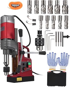 1550W Magnetic Drill Press,High-Torque Motor, 1.57Inch Max Drilling Diameter,10-Speed 820 RPM, 13000N Magnetic Force, Twist Drill Adapter,Twist Drill Adapter for Metalwork