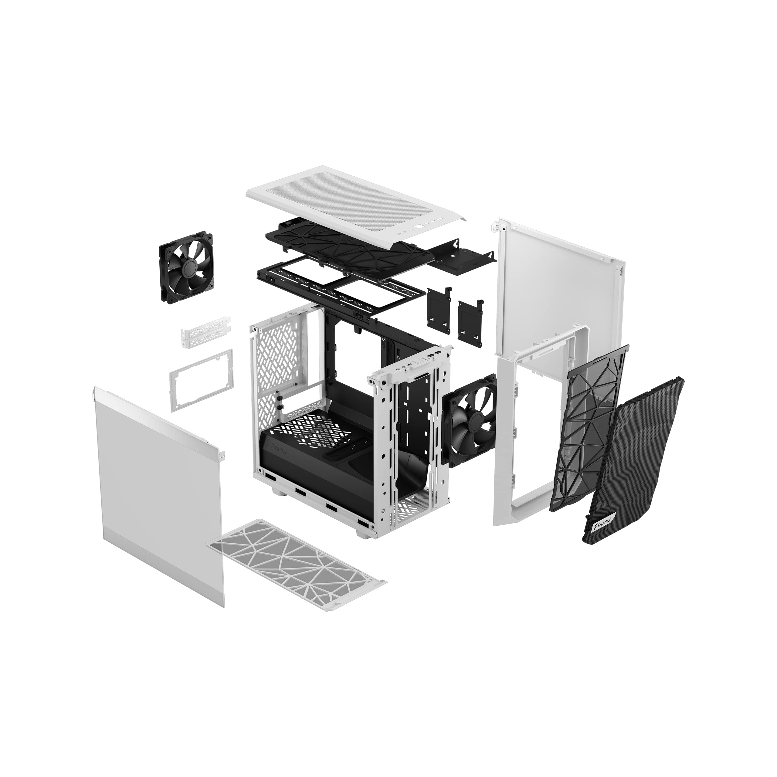 Fractal Design Meshify 2 Nano - MinI-Itx Tower (geh?rtetes Glas) - Keine Spannungsversorgung (atx) - Wei? - Usb/audio (fD-C-Mes2N-02)