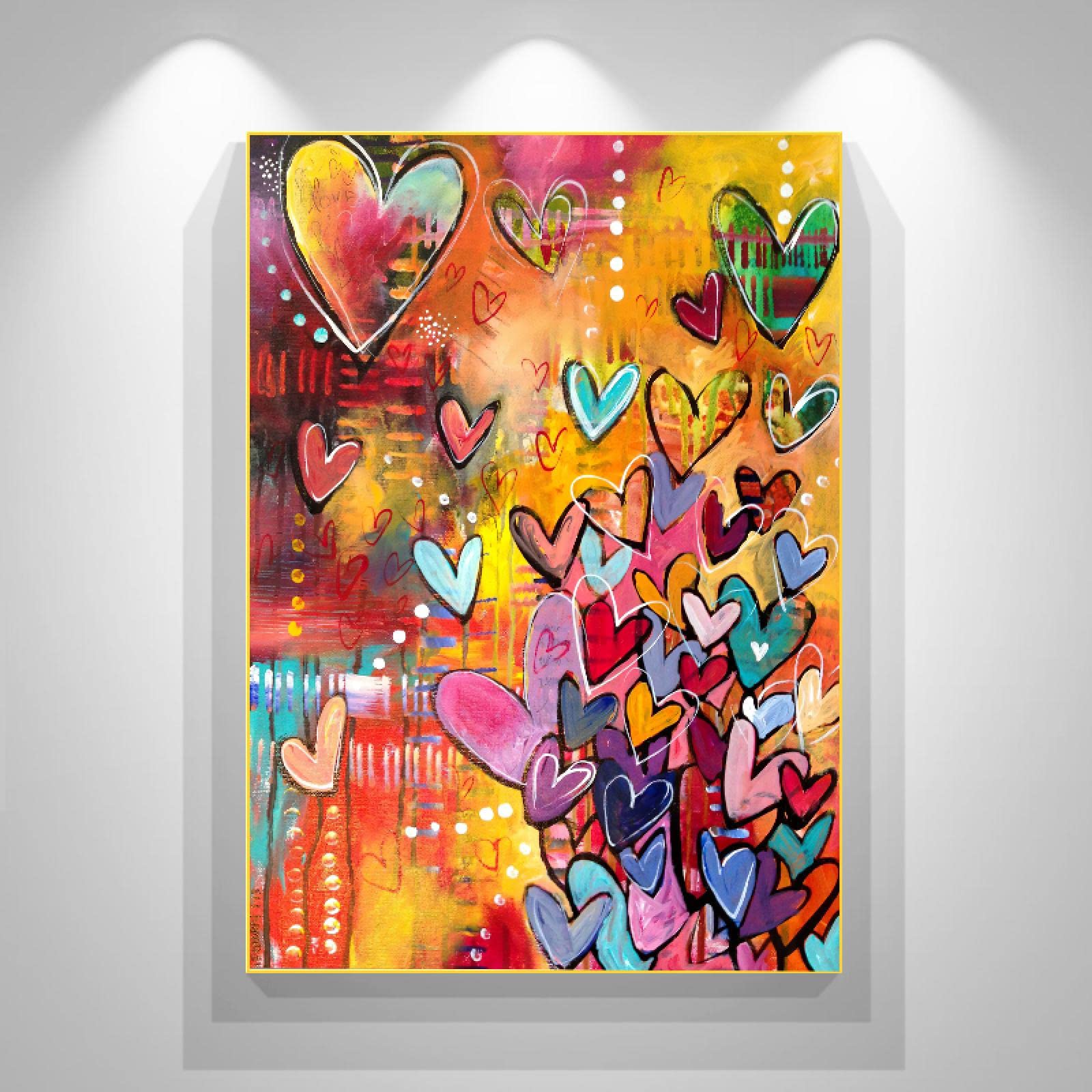 Toile graffiti dsdsgog affiche murale coeur coloré 40x60cm décoration salon sans effort - 8