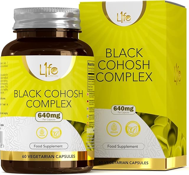 LN Black Cohosh Supplement | 60 Black Cohosh Complex Capsules for Women - 640mg per Serving | with Red Clover, Dong Quai & Sage Leaf | Non-GMO, Gluten, Dairy & Allergen Free | Manufactured in The UK