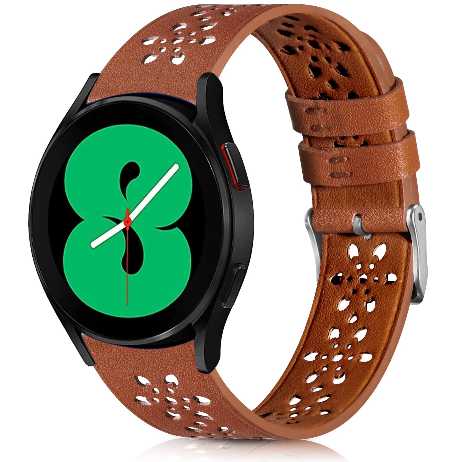 BOTNUW 20mm Soft Lace Leather Band Compatible with Samsung Galaxy Watch 7/ 6 / 5 /4 40mm 44mm /Samsung Galaxy Watch 6 Classic 43mm 47mm/ Galaxy Watch