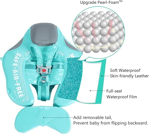 Miniatura 2 de Mambobaby Flotador de natación para bebé con toldo sólido para piscina, entrenamiento de natación, flotadores de agua sin aire, flotador de agua